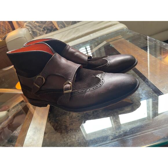 Vince The Albus luxury wingtip double monk brogue strap brown boot size 10.5 men - Picture 1 of 8